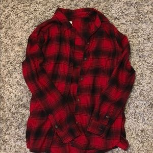 button down red plaid shirt